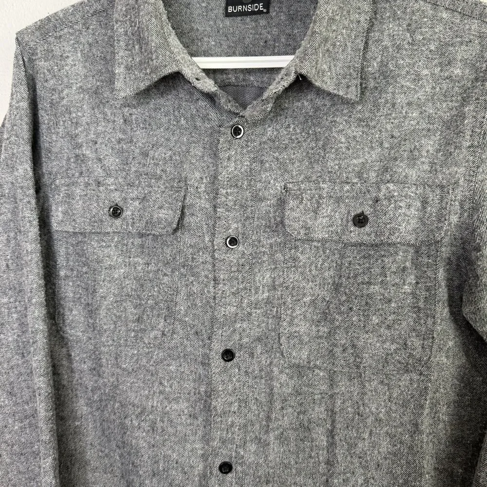 Burnside Button Up Shirt Gray Long Sleeve Men’s Small